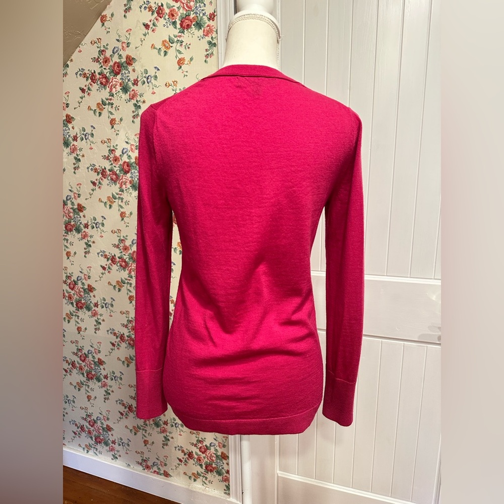 Banana Republic Vibrant Pink Long Sleeve Extra Fine Merino Wool Top - Picture 3 of 8